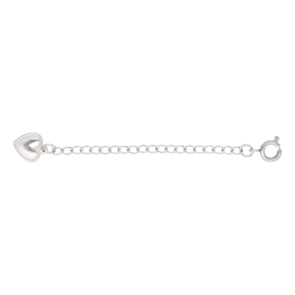 Stainless Steel Extender Chain 2 Inch – Curb Chain with Beaded Heart & Spring Ri
